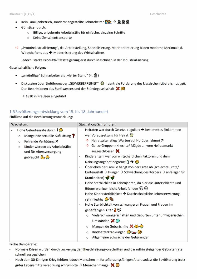 Klausur 1 (Q11/1)
Geschichte Klausur Q11/1 Zusammenfassung
1.
Leben in der Ständegesellschaft.
1.1 Kennzeichen der Ständegesellschaft:.
1.2
