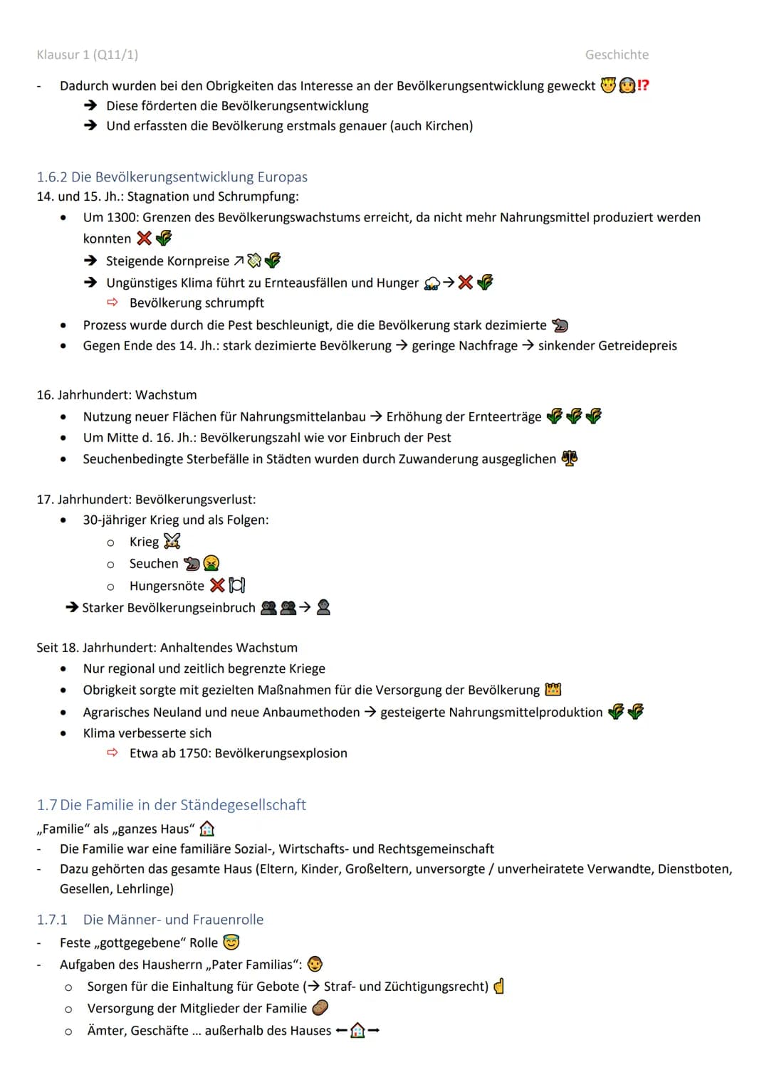 Klausur 1 (Q11/1)
Geschichte Klausur Q11/1 Zusammenfassung
1.
Leben in der Ständegesellschaft.
1.1 Kennzeichen der Ständegesellschaft:.
1.2
