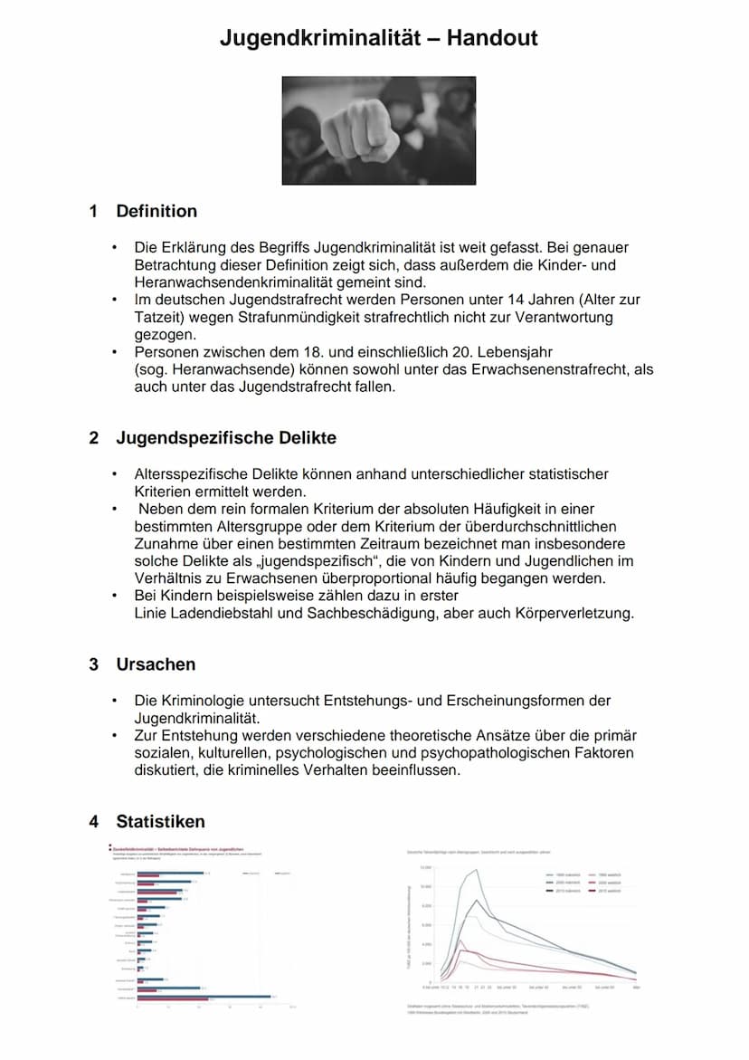 Jugendkriminalität
1 1 Definition
Die Erklärung des Begriffs Jugendkriminalität ist weit gefasst. Bei genauer
Betrachtung dieser Definition 