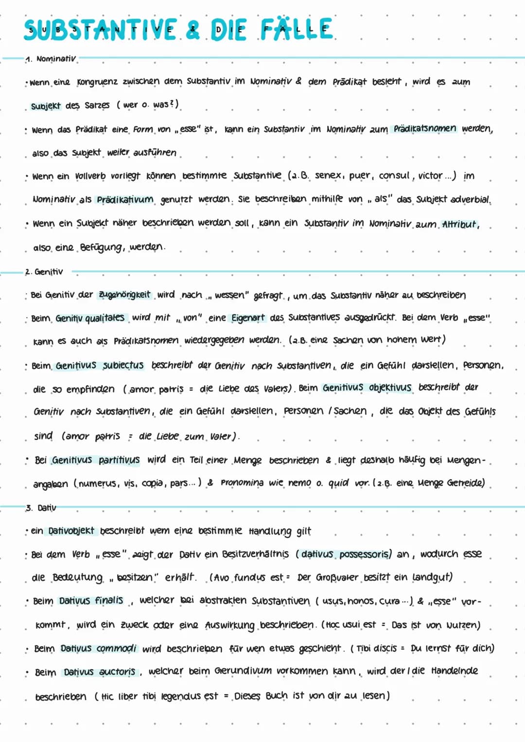 DEKLINATIONEN
Substantive
Singular
Nom. domin-us
Gen. domin-i
Dat. domin-o
Akk domin-um
Abl. domin- o
Singular
Nom. templ-um
Gen. templ-i
Da