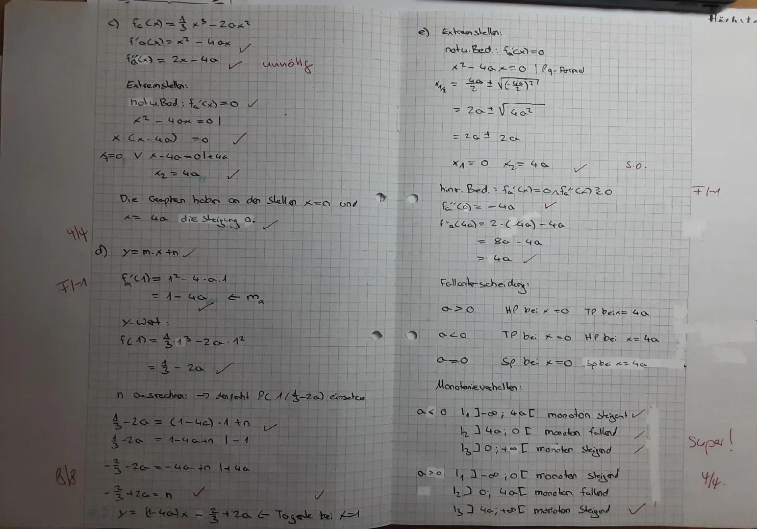 Hilfsmittelfreier-Teil
maximale Bearbeitungsdauer 45 Minuten
Aufgabe 1)
Gegeben ist die Funktion f(x)=x³-9x²+24x-15
a) Gib die erste und zwe