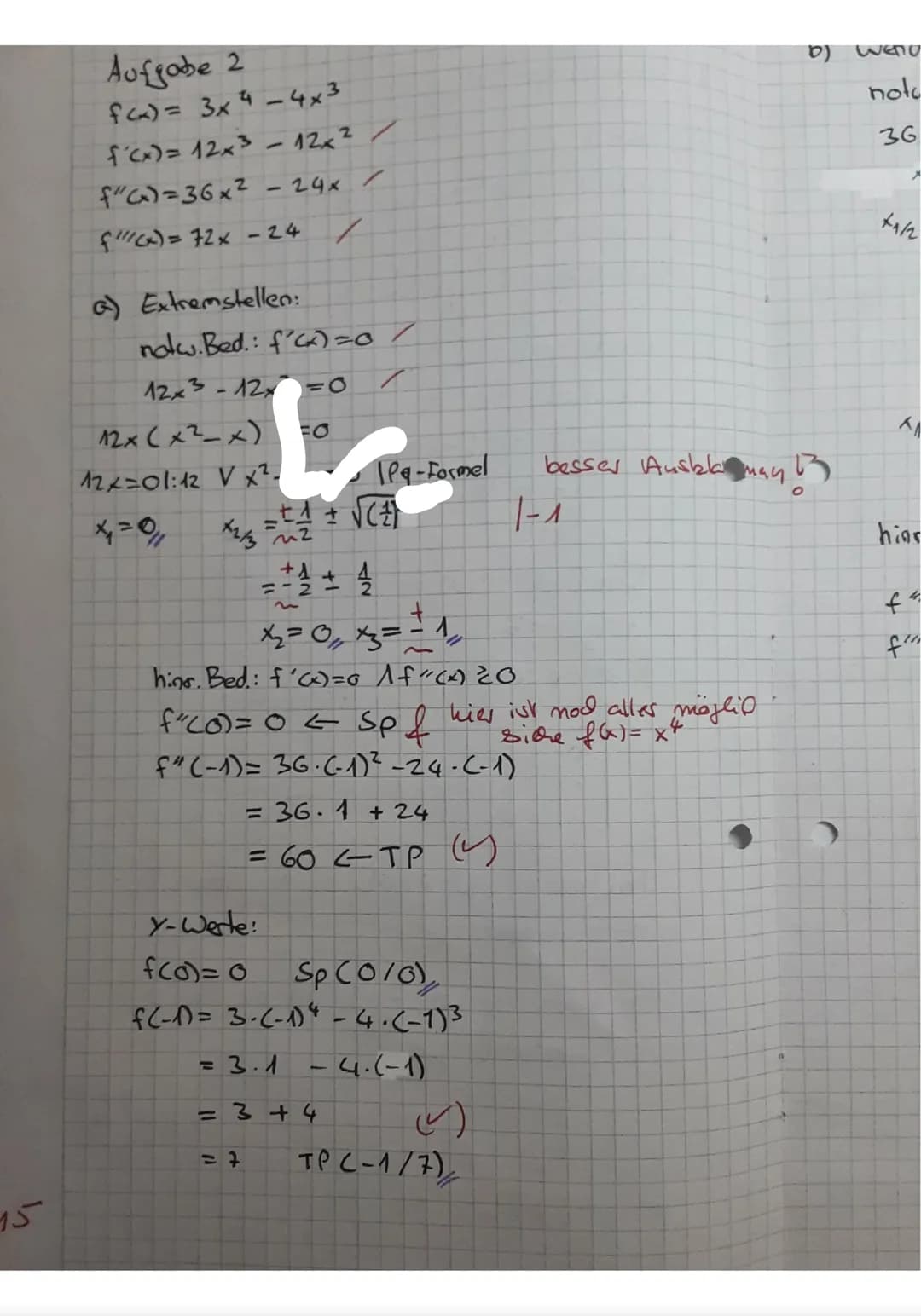 Hilfsmittelfreier-Teil
maximale Bearbeitungsdauer 45 Minuten
Aufgabe 1)
Gegeben ist die Funktion f(x)=x³-9x²+24x-15
a) Gib die erste und zwe