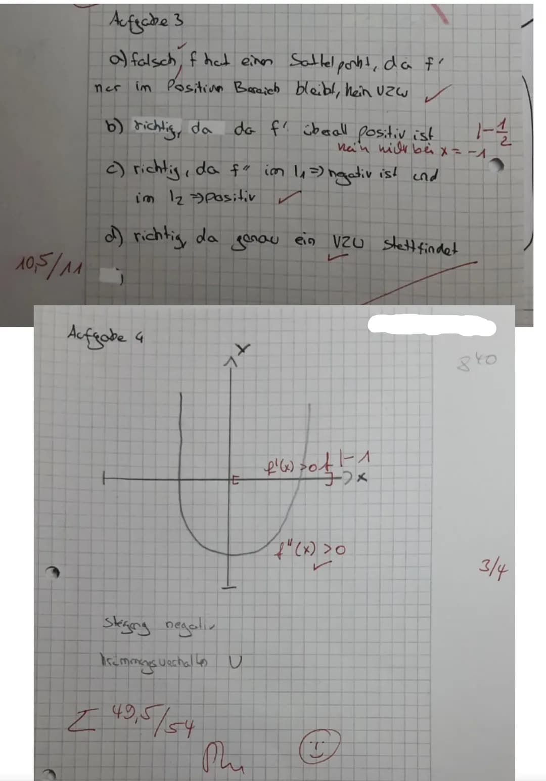 Hilfsmittelfreier-Teil
maximale Bearbeitungsdauer 45 Minuten
Aufgabe 1)
Gegeben ist die Funktion f(x)=x³-9x²+24x-15
a) Gib die erste und zwe