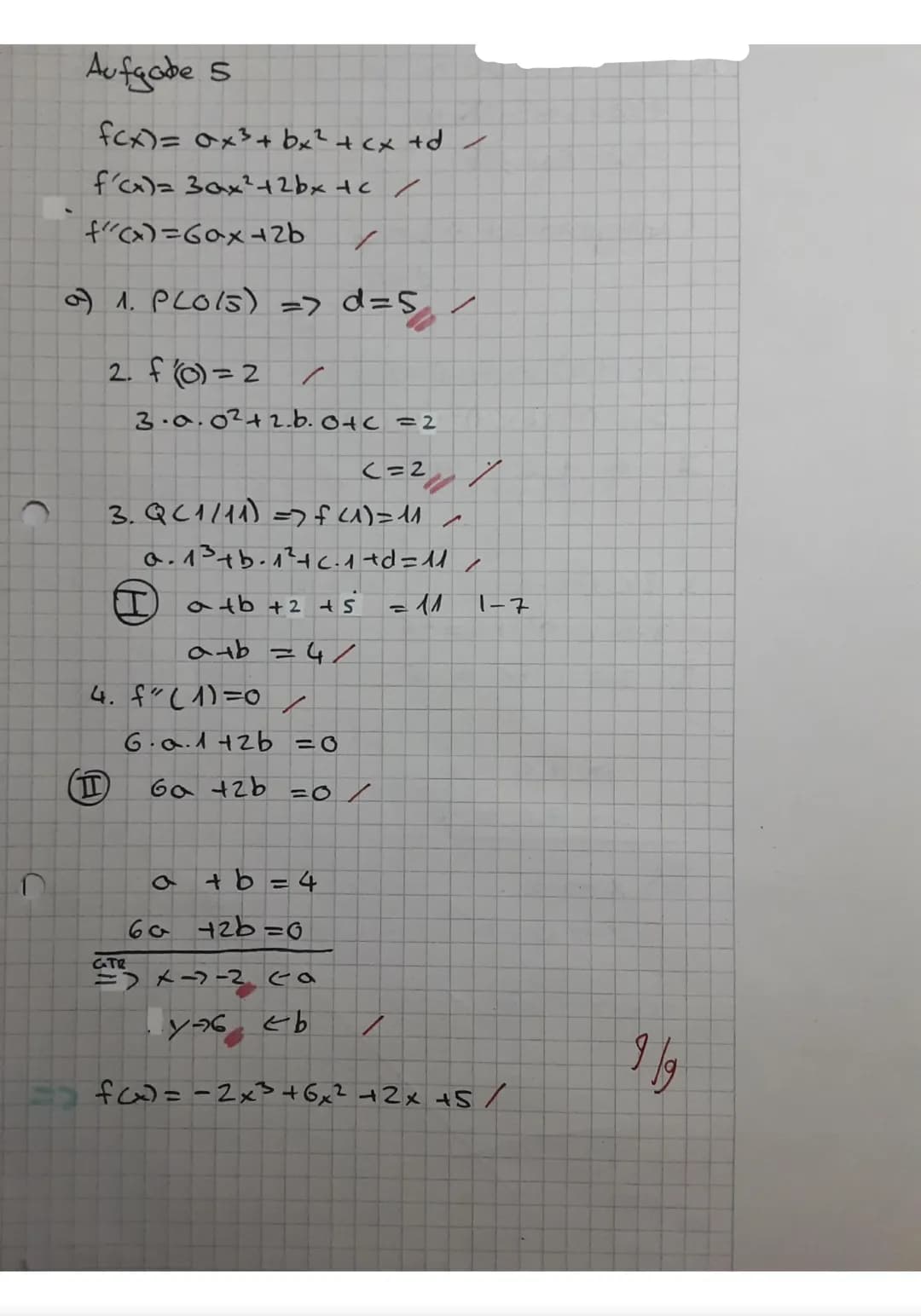 Hilfsmittelfreier-Teil
maximale Bearbeitungsdauer 45 Minuten
Aufgabe 1)
Gegeben ist die Funktion f(x)=x³-9x²+24x-15
a) Gib die erste und zwe