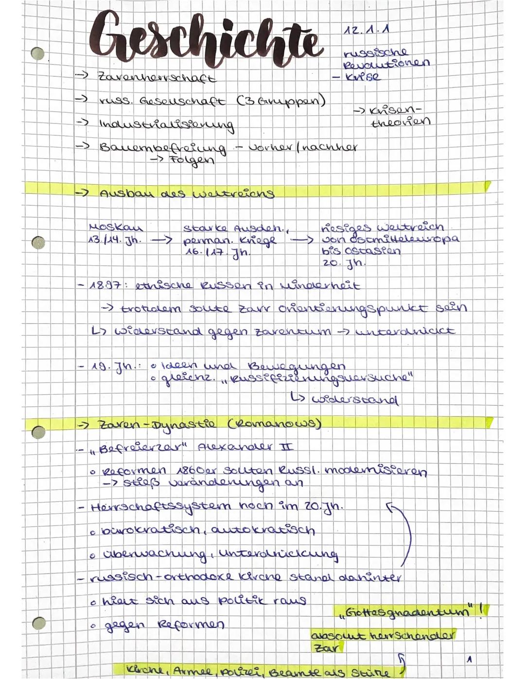 Krisen in Russland, Zarenherrschaft, Bauernbefreiung, Krisen-Theorien