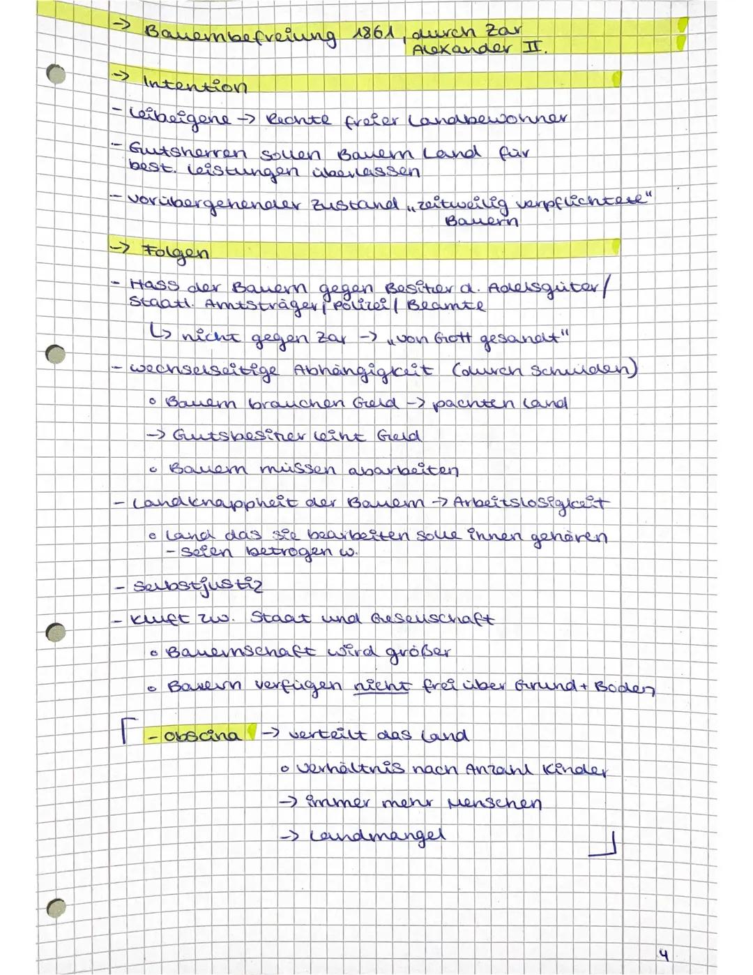 Geschichte
-) Zavenherrschaft
→>> russ. Gesenschaft (3 Gruppen)
-> Industrialisiening
duscha
-> Bauembefreiung
--> Folgen
-
-> Ausbau des we