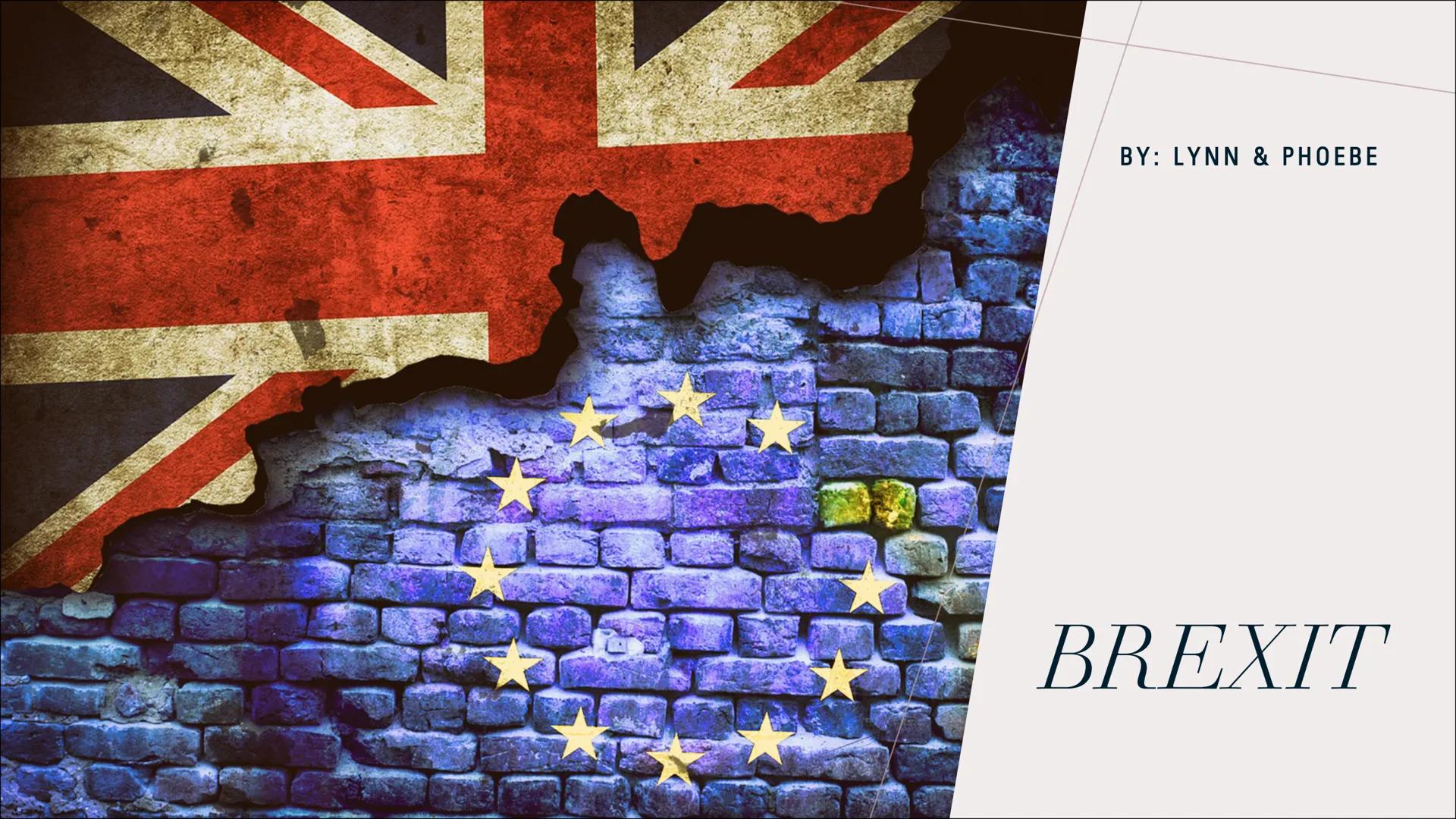 BY: LYNN & PHOEBE

BREXIT CONTENTS

• What is the Brexit?
• What is the EU?
• Why does the UK want to leave the EU?
• EU referendum results 