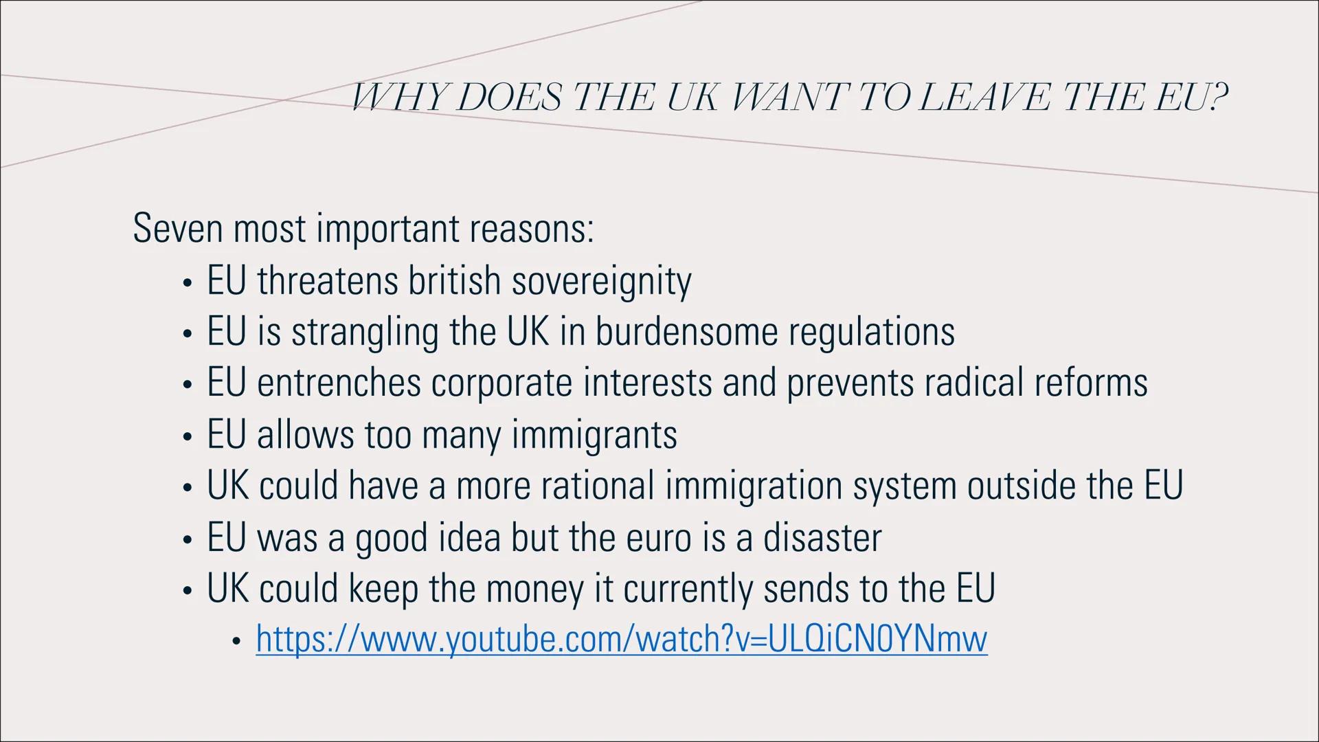 BY: LYNN & PHOEBE

BREXIT CONTENTS

• What is the Brexit?
• What is the EU?
• Why does the UK want to leave the EU?
• EU referendum results 