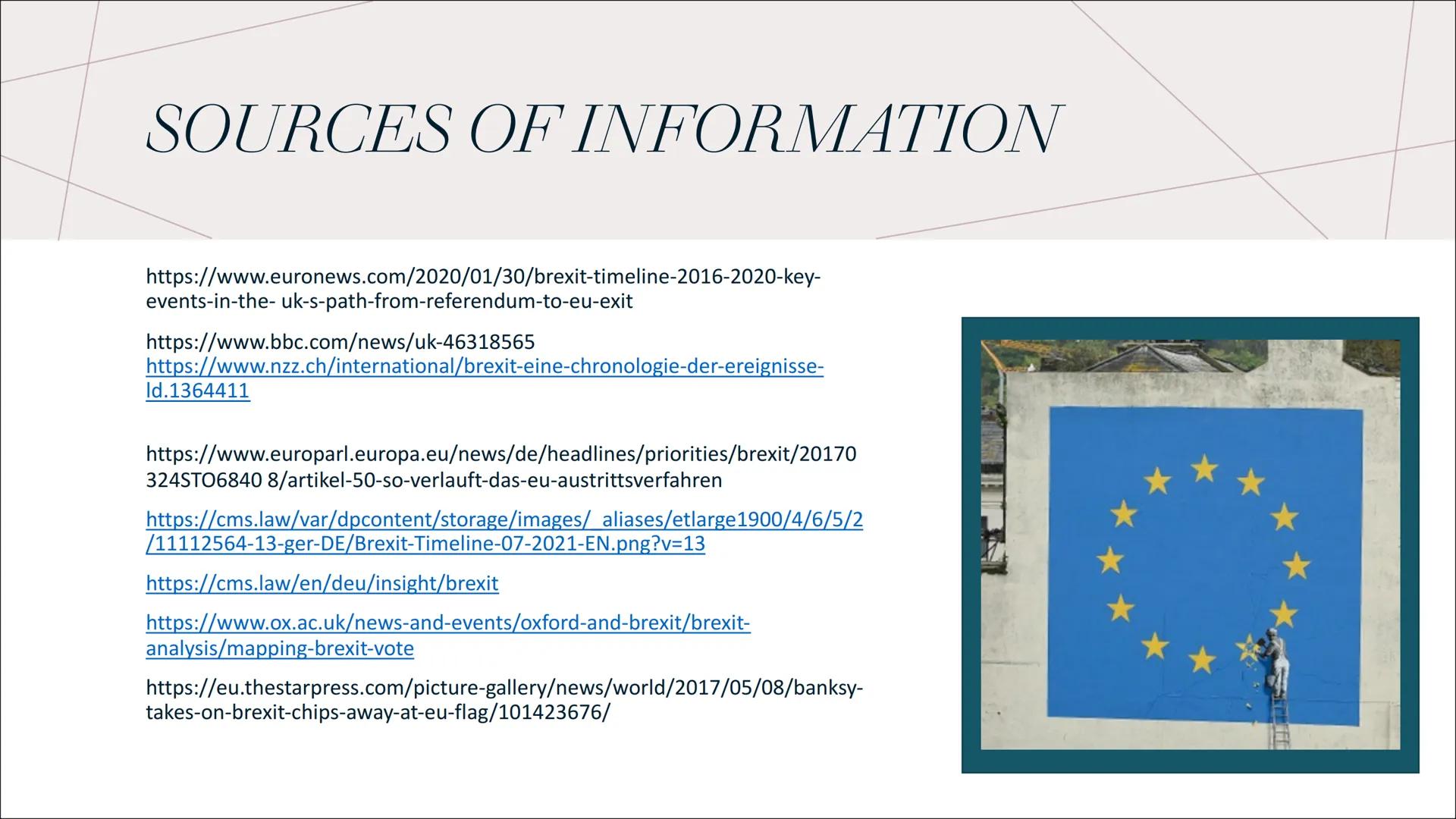 BY: LYNN & PHOEBE

BREXIT CONTENTS

• What is the Brexit?
• What is the EU?
• Why does the UK want to leave the EU?
• EU referendum results 
