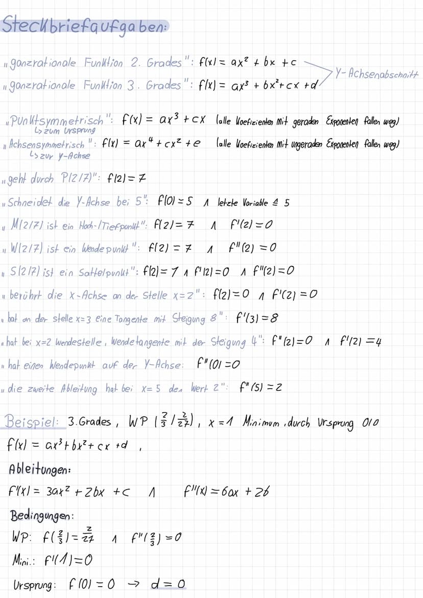 Krümmungsverhalten:
f
Red L
xwp
F"CO
XTP
* Mullst.
HP
Mathe klausur
f'
Nullst.
TP von f'
f" beschreibt das Krümmungsverhalten von f.
linksge