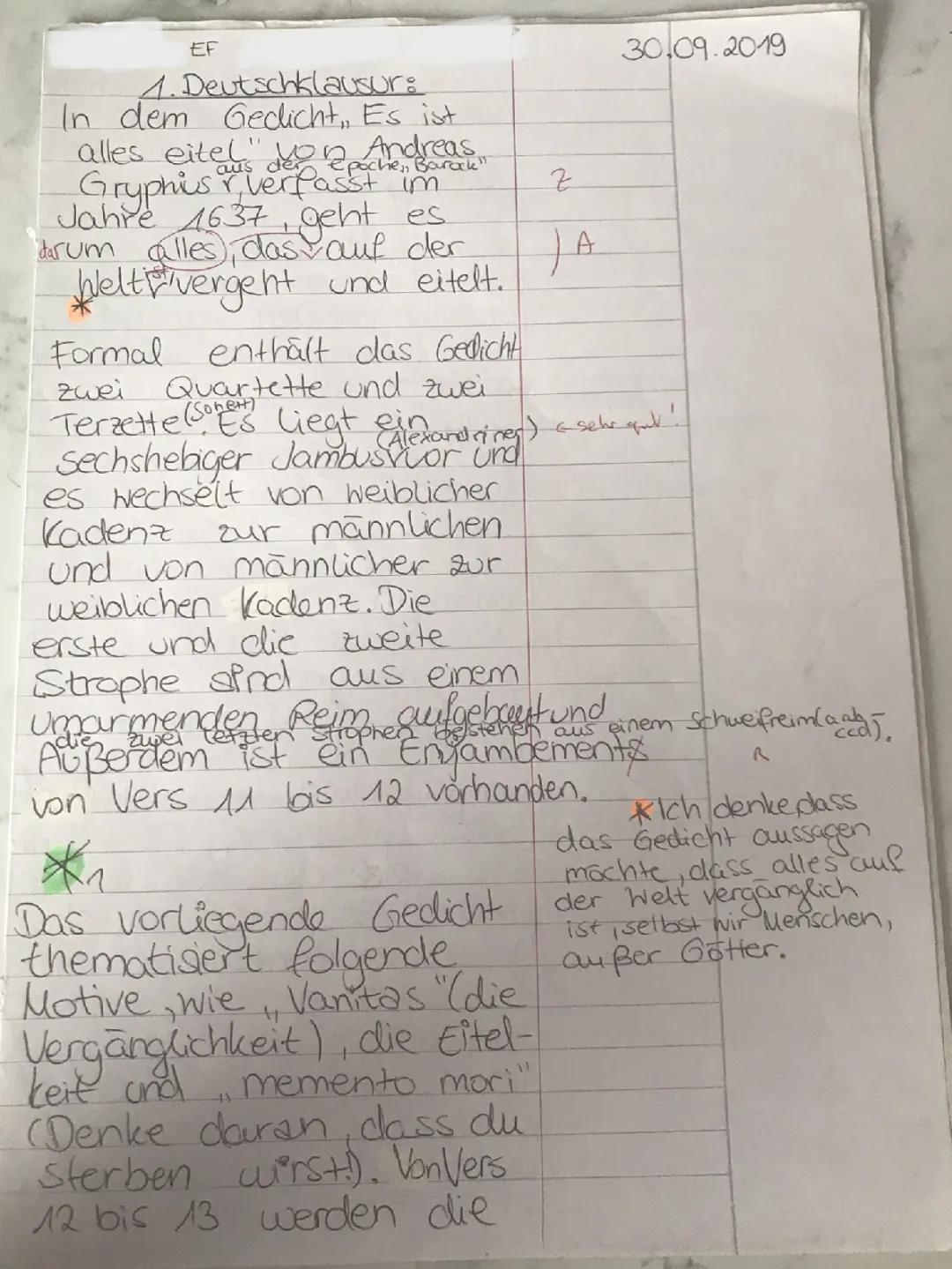 Andreas Gryphius Gedichte: Es ist alles eitel, An die Welt und mehr - Barock Gedichtinterpretation für Klasse 9