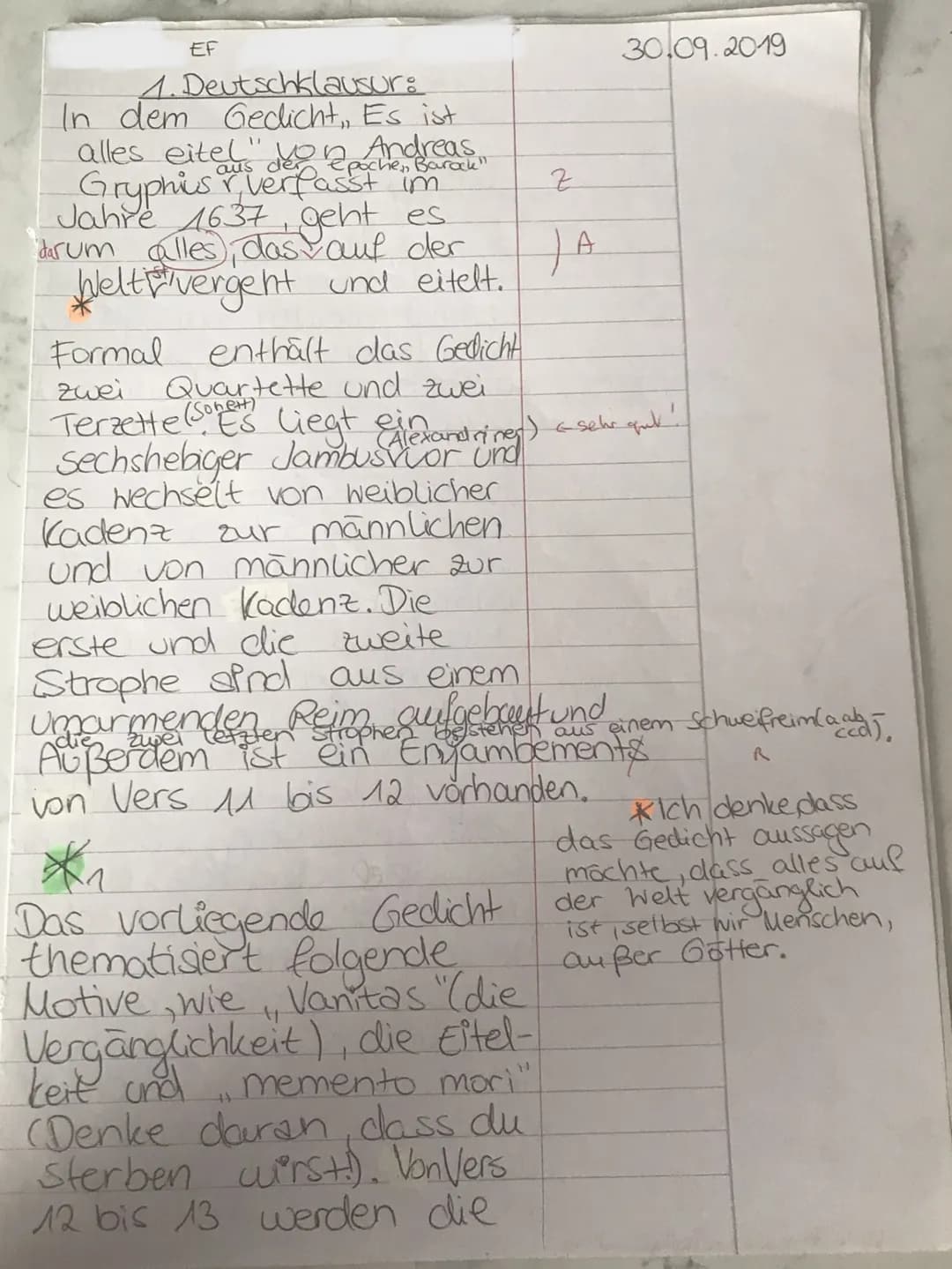 EF
poche, Barack"
1. Deutschklausur:
In dem Gedicht,, Es ist
alles eitel on Andreas."
Gryphius & verfasst im
Jahre 1637, geht es
darum
galle