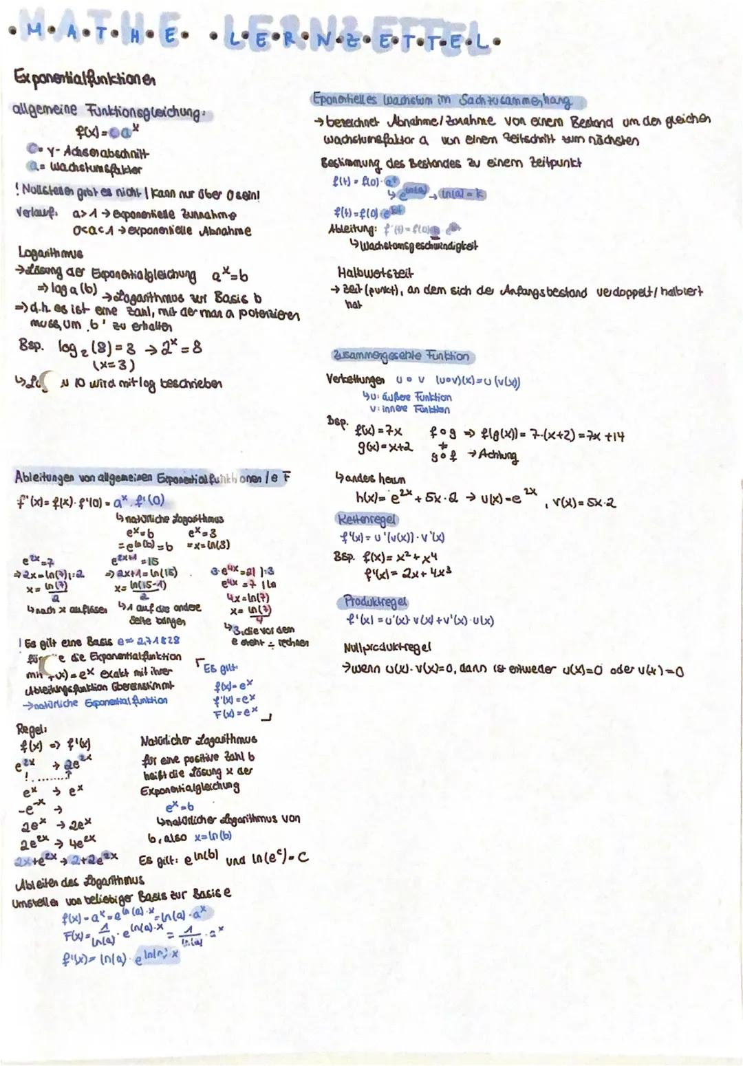 # M·A·T·H·E·L·E·R·N·Z·E·T·T·E·L

Exponentialfunktionen

allgemeine Funktionsgleichung.

$f(x)=a^x$

- Y-Achserabschnitt

- Wachstumsfakler

