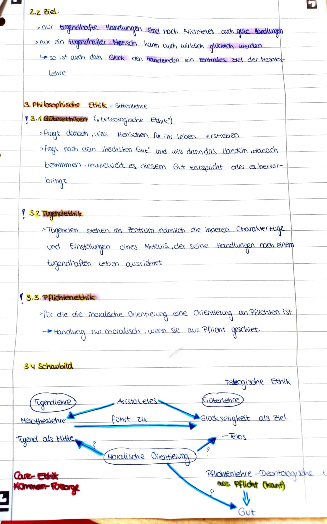 Ethik
Aristoteles Meso teslehre
1 Das Wesen des Menschen.
1.1. Entelechie = jedes Lebewesen, jeder Organismus trägt das Ziel und den
Zweck i