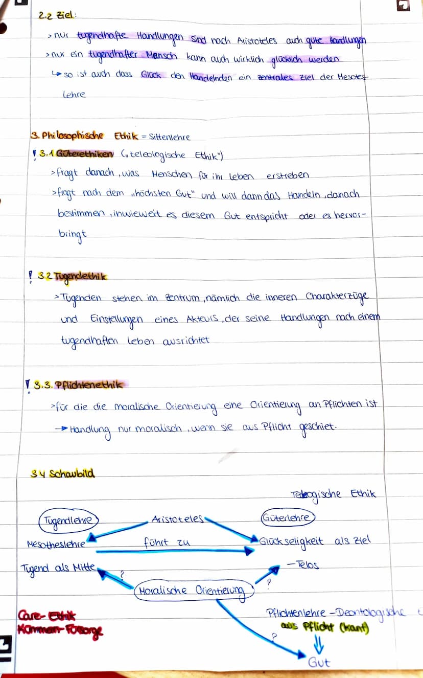 Ethik
Aristoteles Meso teslehre
1 Das Wesen des Menschen.
1.1. Entelechie = jedes Lebewesen, jeder Organismus trägt das Ziel und den
Zweck i