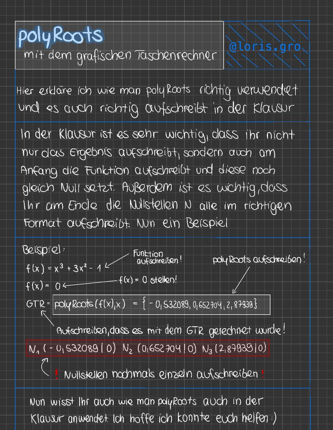 Nullstellen Rechner: Polyroots online und mit GTR berechnen