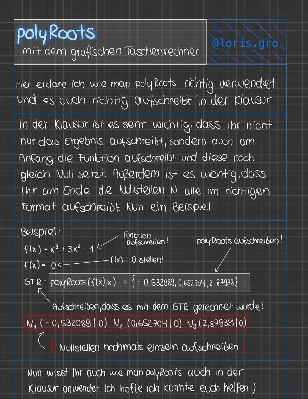 poly Roots
mit dem grafischen Taschenrechner
aloris.gro.
Hier erkläre ich wie man poly Roots richtig verwendet
und es auch richtig aufschrei
