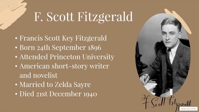 F. Scott Fitzgerald
The Great Gatsby
B
Made with VISME Table of content
LEKK
General information
The author
Historical context
Important cha