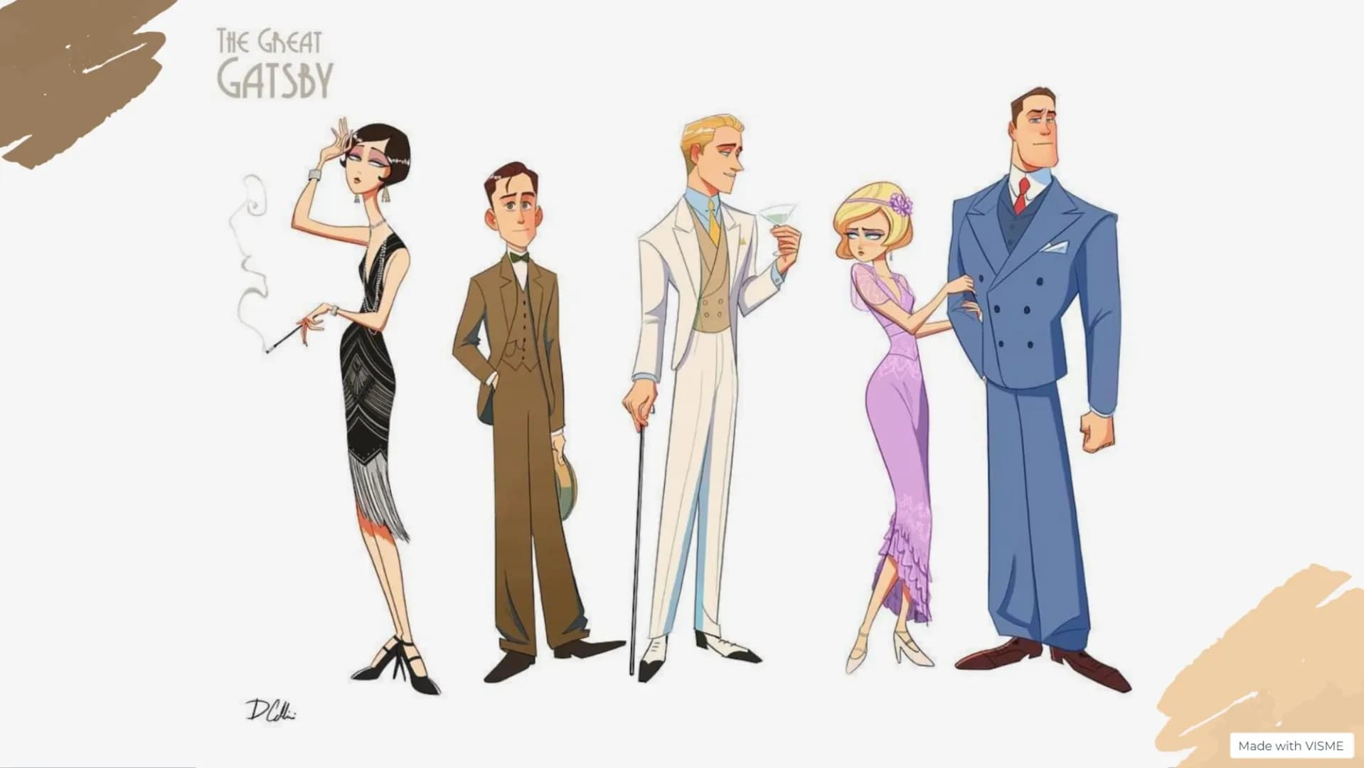 F. Scott Fitzgerald
The Great Gatsby
B
Made with VISME Table of content
LEKK
General information
The author
Historical context
Important cha