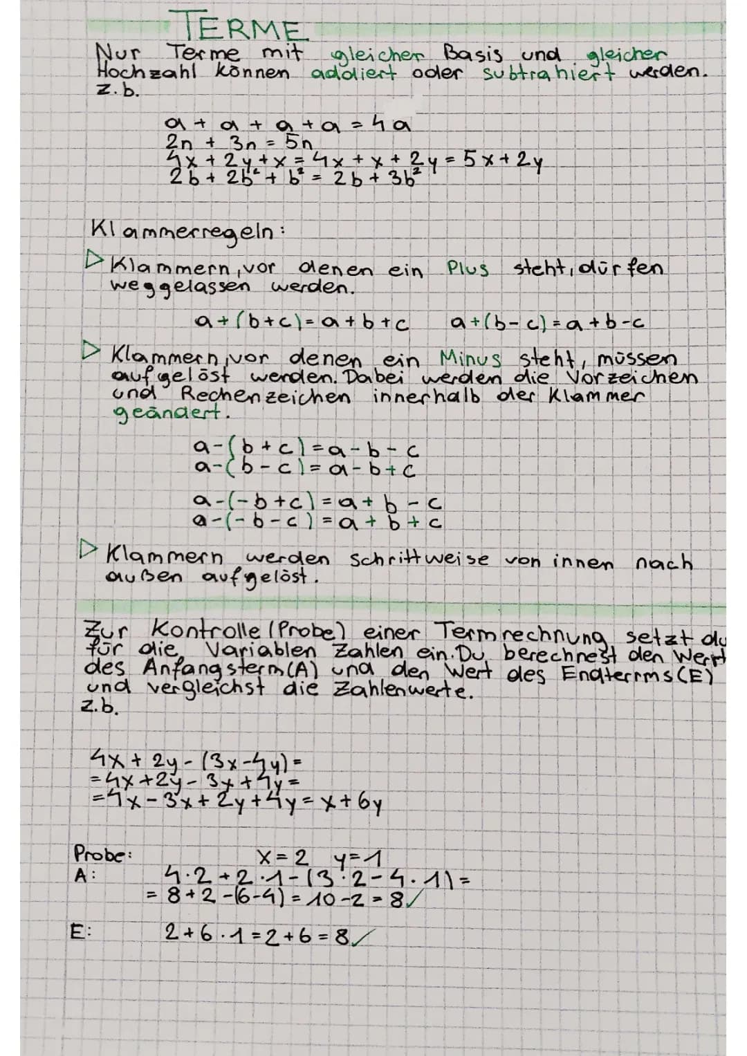 Mathe leicht gemacht: Terme mit gleicher Basis und Hochzahl, Klammerregeln und Verteilungsgesetz