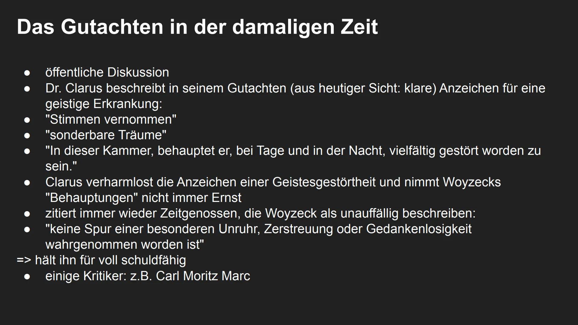 Der Woyzeck Fall
Stichwort: Clarus-Gutachten
●▬ Inhalt:
Der Verfasser des Gutachtens
Vorschungsstand der Medizin um 1830
Lebenslauf des hist