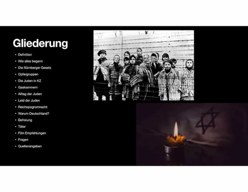 Massenmorde in
Vernichtungslagern - Holocaust
Judenverfolgung Gliederung
• Definition
Wie alles begann
• Die Nürnberger Gesetz
• Opfergruppe
