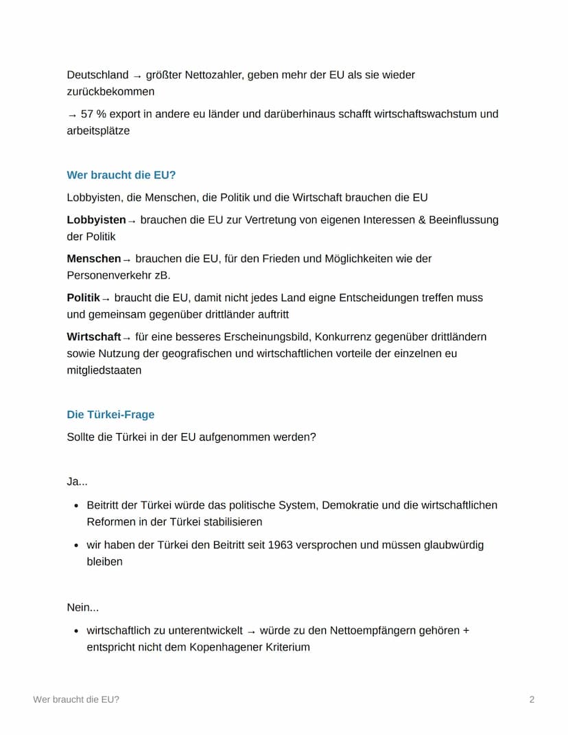 Wer braucht die EU?
Wer braucht eigentlich die EU?
Welche Kritik gibt es?
Welche ist berechtigt? Welche nicht?
Doku
Kritikpunkte der EU
Rege