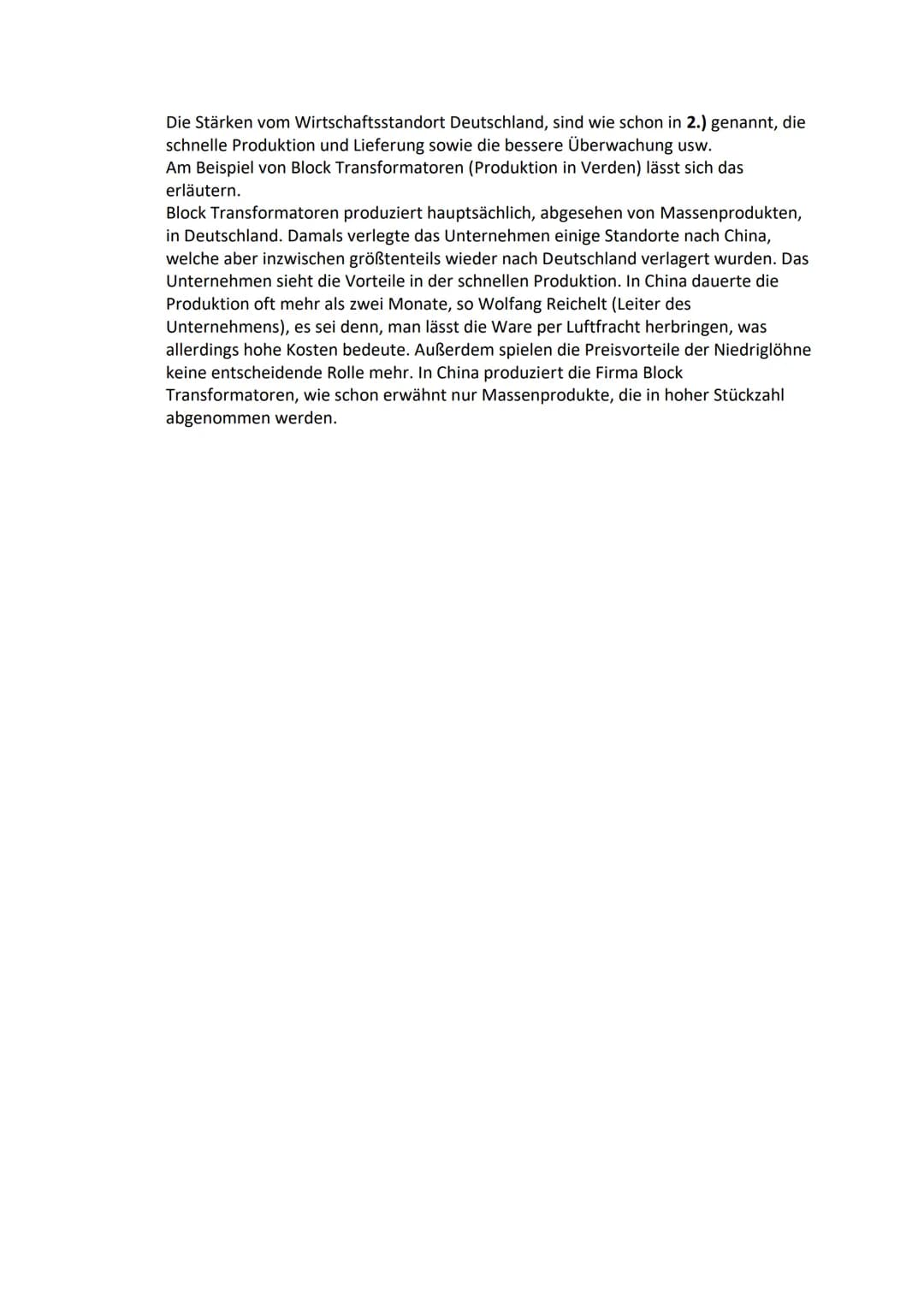 1.) Standortfaktoren Deutschland
Schwächen
Stärken
Global
Competitiveness
Report
Schnelle
Produktion und
schnelle
Lieferung
Hohe Qualität
un