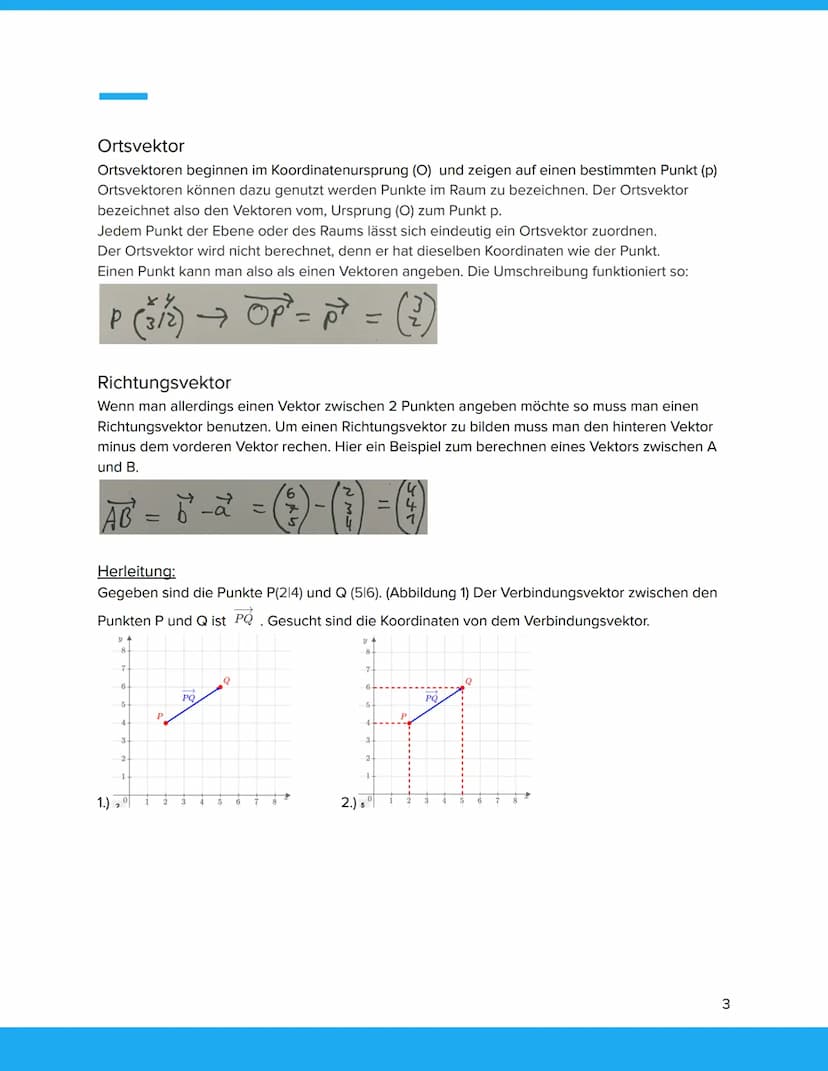 Abitur Lernzettel
Koordinatengeometrie
Gliederung:
Vektoren
Ortsvektor
Richtungsvektor
Herleitung:
Gegenvektor
Nullvektor
Rechnen mit Vektor