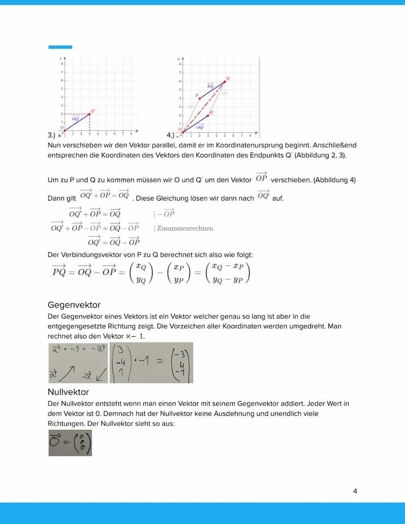 Abitur Lernzettel
Koordinatengeometrie
Gliederung:
Vektoren
Ortsvektor
Richtungsvektor
Herleitung:
Gegenvektor
Nullvektor
Rechnen mit Vektor