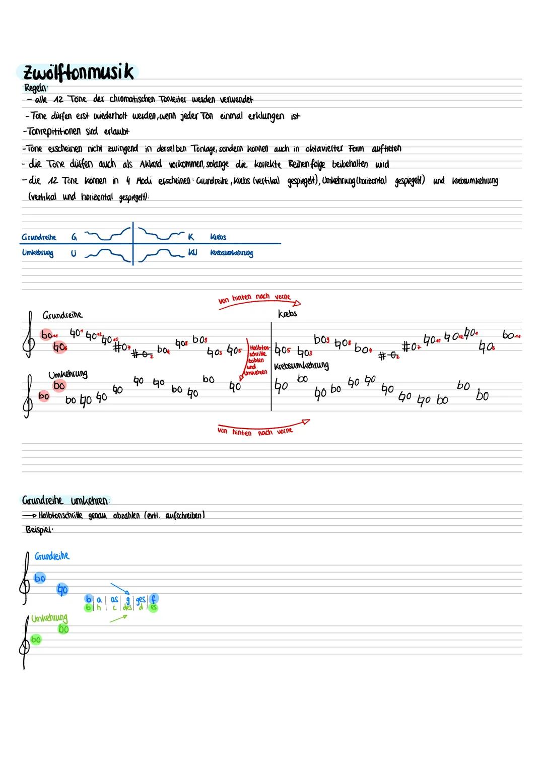 # Zwölftonmusik
Regeln
- alle 12 Tone der chromatischen Tonleiter werden verwendet
-Tone dürfen erst wiederholt werden, wenn jeder Ton einma