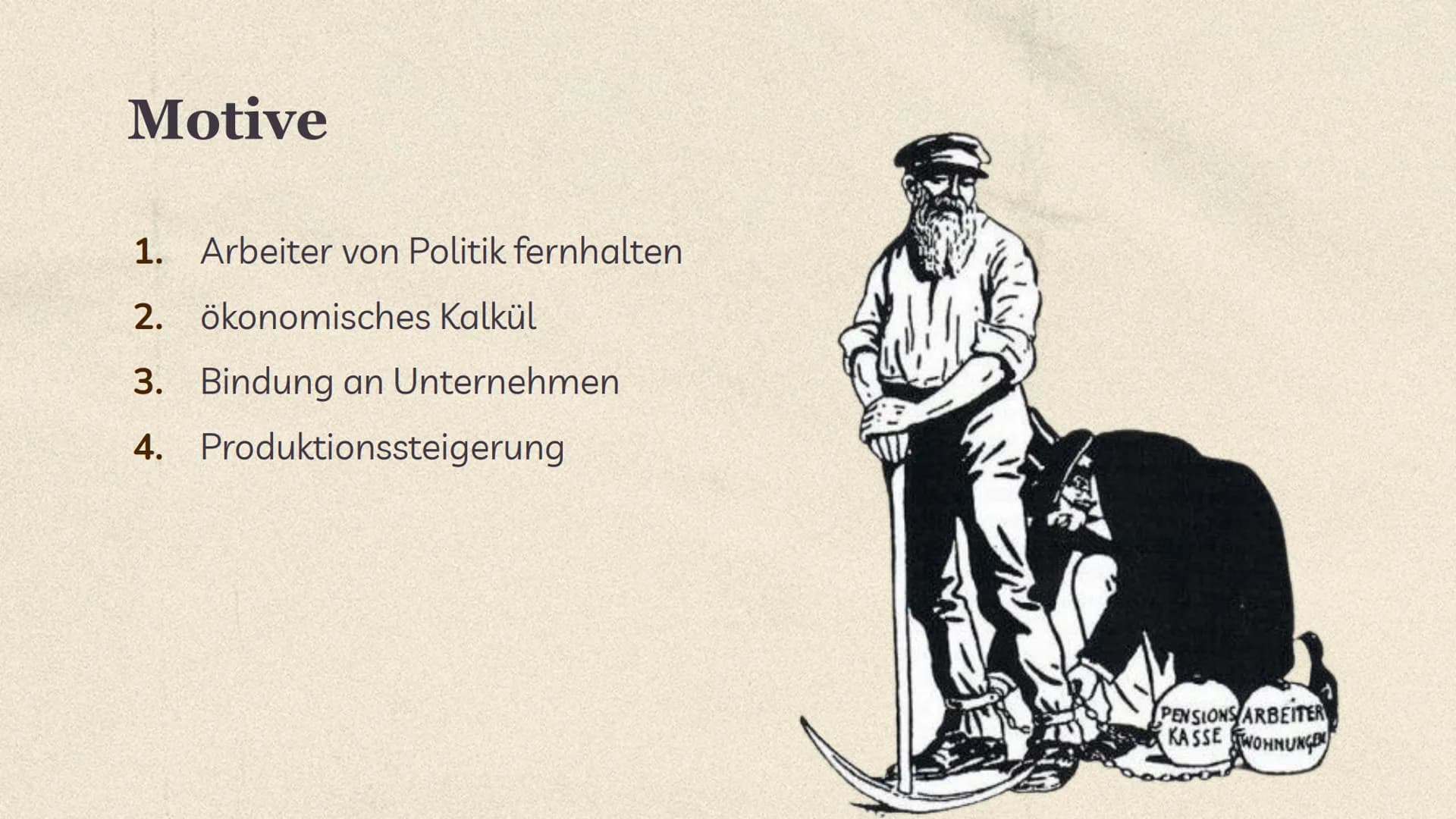 PENSIONS ARBEITER
KASSE WOHNUNGE KRUPP
Trugen Unternehmen, wie z.B. Krupp,
zur Lösung der sozialen Frage bei? 01
Soziale Frage
Begriffskläru