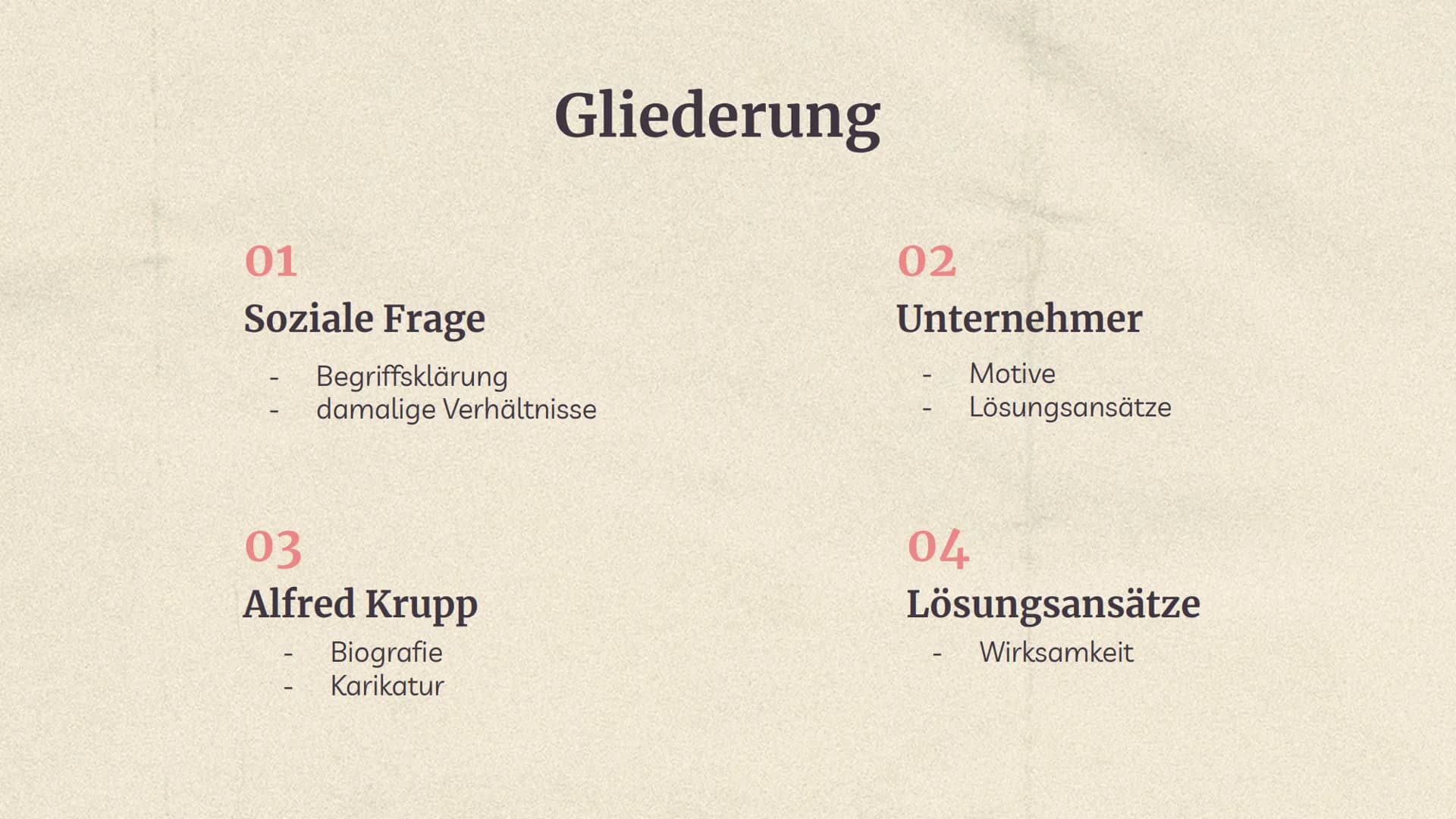 PENSIONS ARBEITER
KASSE WOHNUNGE KRUPP
Trugen Unternehmen, wie z.B. Krupp,
zur Lösung der sozialen Frage bei? 01
Soziale Frage
Begriffskläru