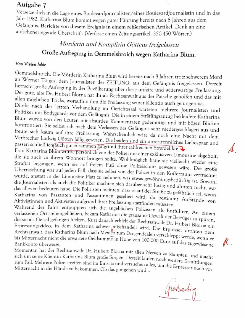 Jehr gut
Aufgabe 1
Schau dir die folgende Doku über Heinrich Böll an und notiere 15-20 Punkte, von denen du
denkst, dass man sie über Heinri