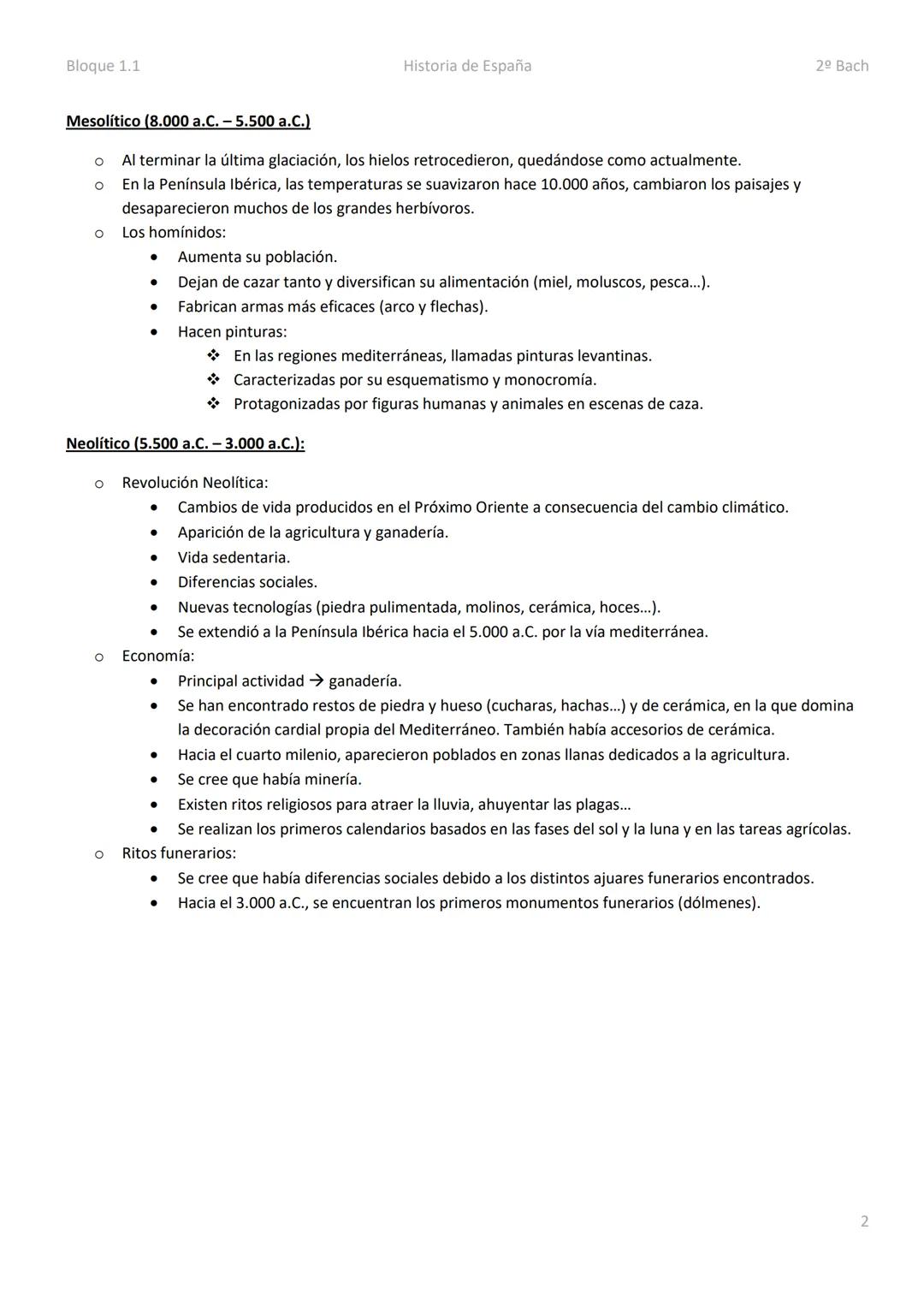 Bloque 1.1
Historia de España
2º Bach

EXPLICA LAS DIFERENCIAS ENTRE LA ECONOMÍA Y LA ORGANIZACIÓN SOCIAL
DEL PALEOLÍTICO Y EL NEOLÍTICO Y L