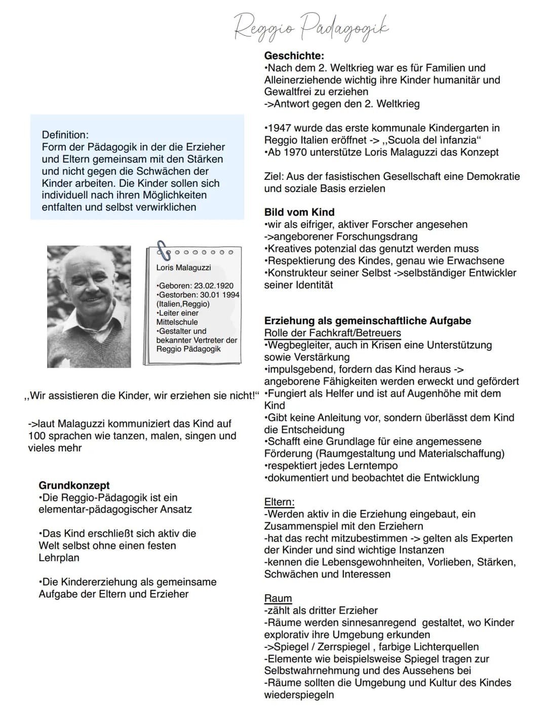 Definition:
Form der Pädagogik in der die Erzieher
und Eltern gemeinsam mit den Stärken
und nicht gegen die Schwächen der
Kinder arbeiten. D