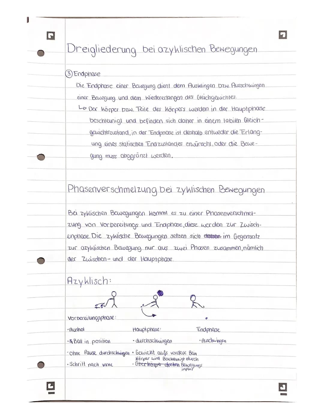 Dreigliederung bei azyklischen Bewegungen
Vorbereitungsphase
Die Funktion der Vorbereitungsphase, liegt darin, die bestmögliche
Vorraussetzu