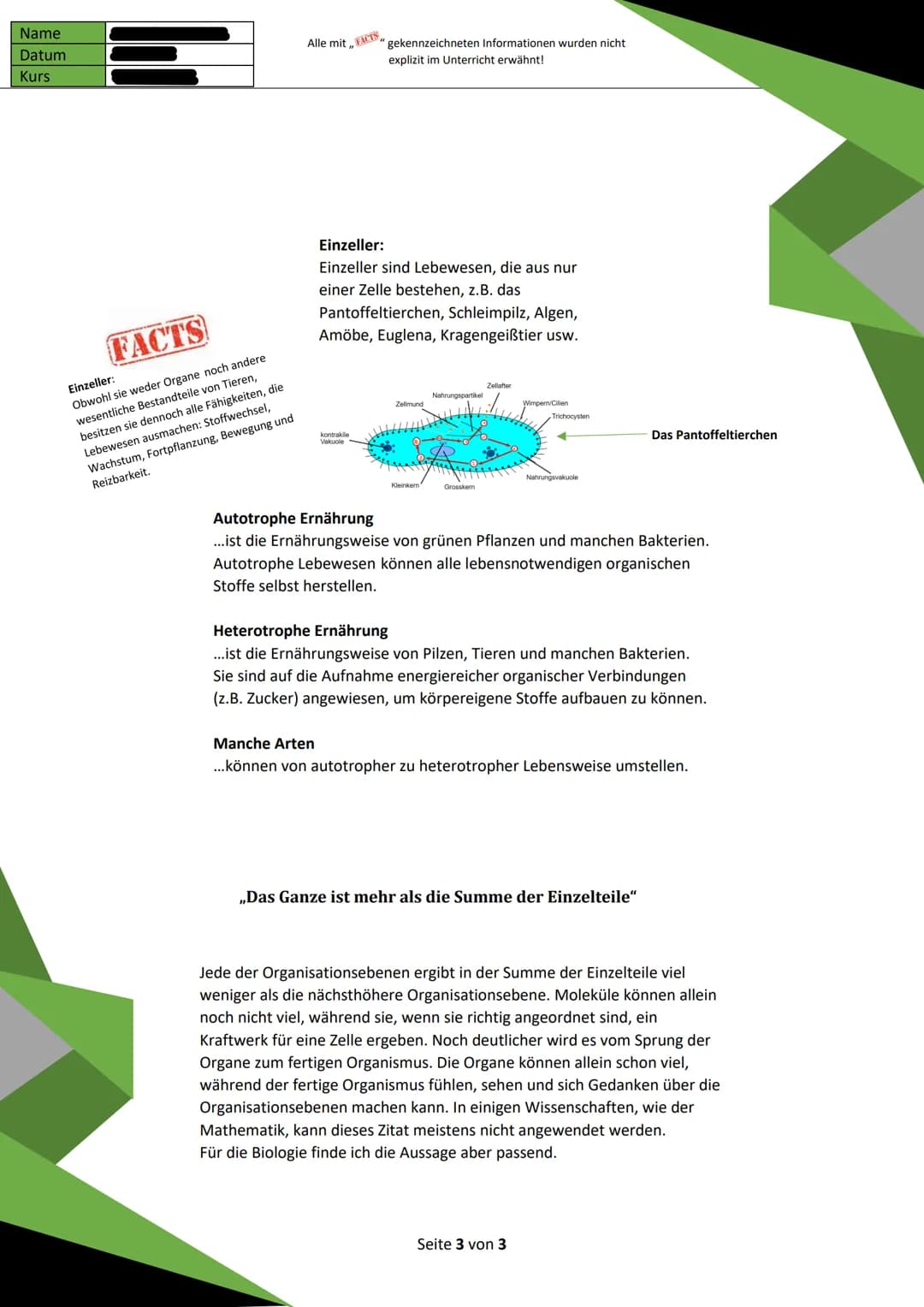 Name
Datum
Kurs
Niere
Pro Tag säubern
die Nieren rund 300-
mal die etwa sechs
Liter Blut im
Organismus.
3. Gewebe
1. Organismus
Ein Lebewese