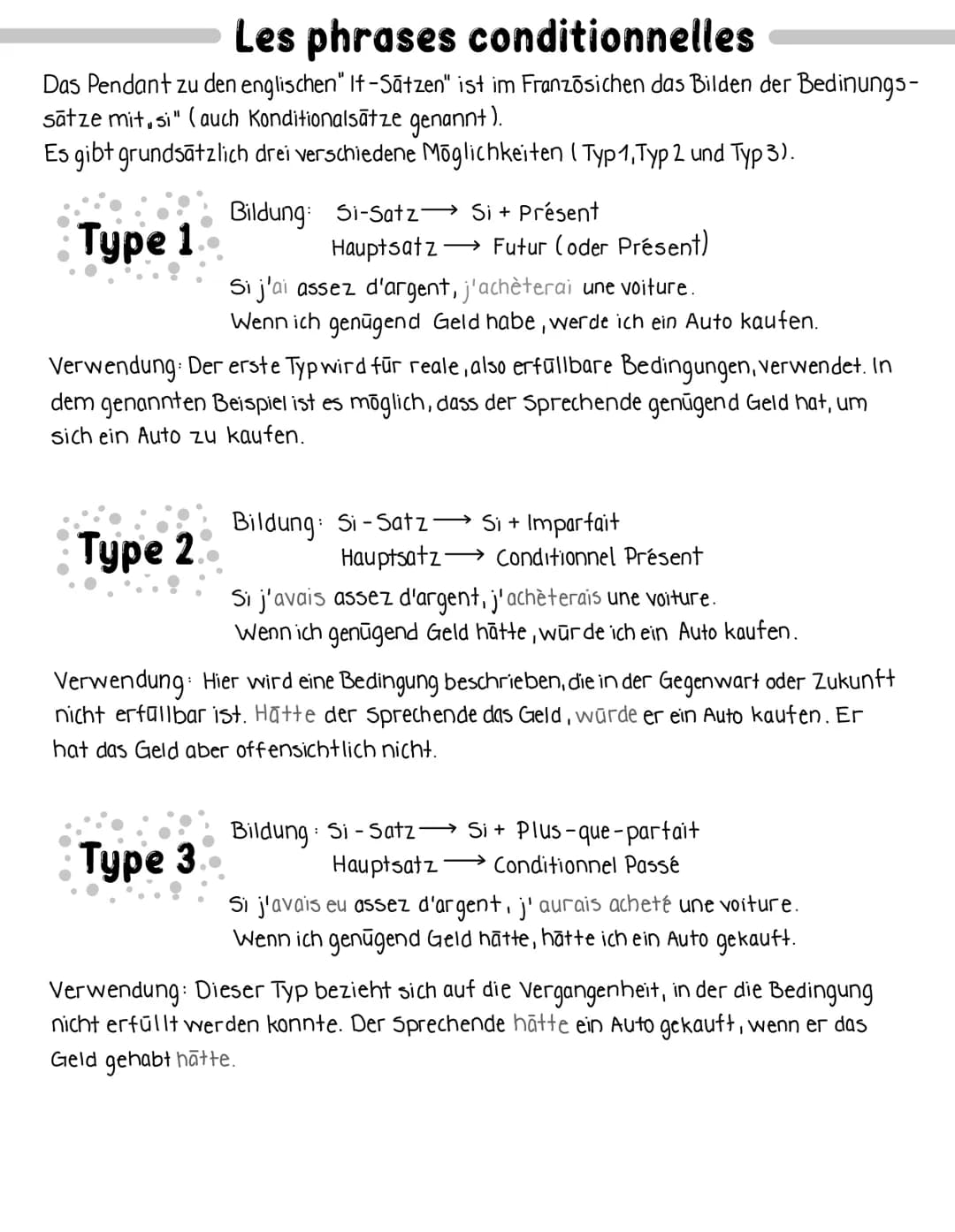 Les phrases conditionnelles
Das Pendant zu den englischen" If-Sätzen" ist im Französichen das Bilden der Bedinungs-
sātze mit,si" (auch Kond