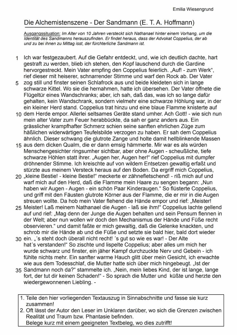 ↑ Guleitung
Wir alle kennen den Sandmann. Ob nun als Geschichte, oder aus dem Fernsehen in
diesem Outfit (Bild).
Er kommt nachts zu den Kind