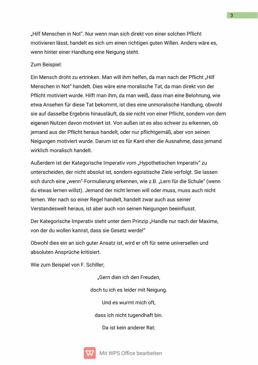 Ethische
Argumentationsmodelle
In dieser Ausarbeitung werden die Themen „Utilitarismus" nach Bentham und Mill,
sowie der Kategorische Impera