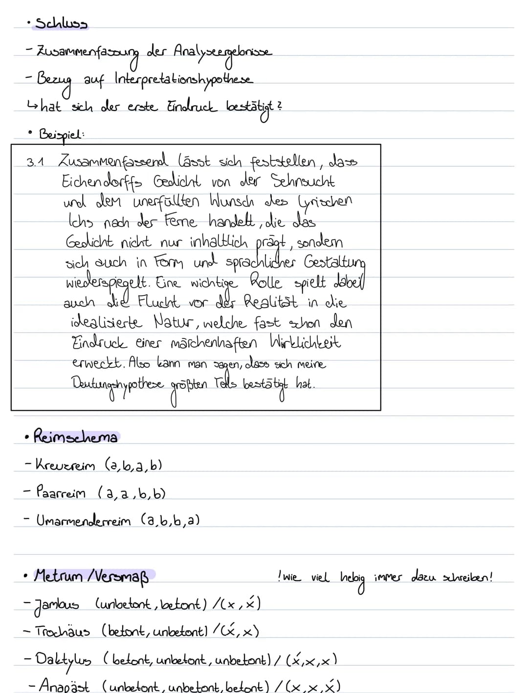 Gedichtsanalyse
• Einleitung
- Gedichttitel
- Autor
• Gedichtart (Sonett, Ballade...)
- Gattung (Naturgedicht, Trümmerlyrik...).
- Entstehun