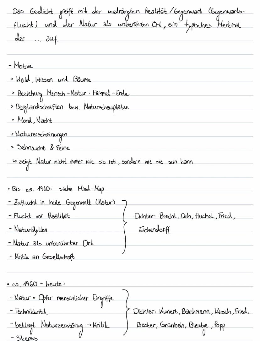 Gedichtsanalyse
• Einleitung
- Gedichttitel
- Autor
• Gedichtart (Sonett, Ballade...)
- Gattung (Naturgedicht, Trümmerlyrik...).
- Entstehun
