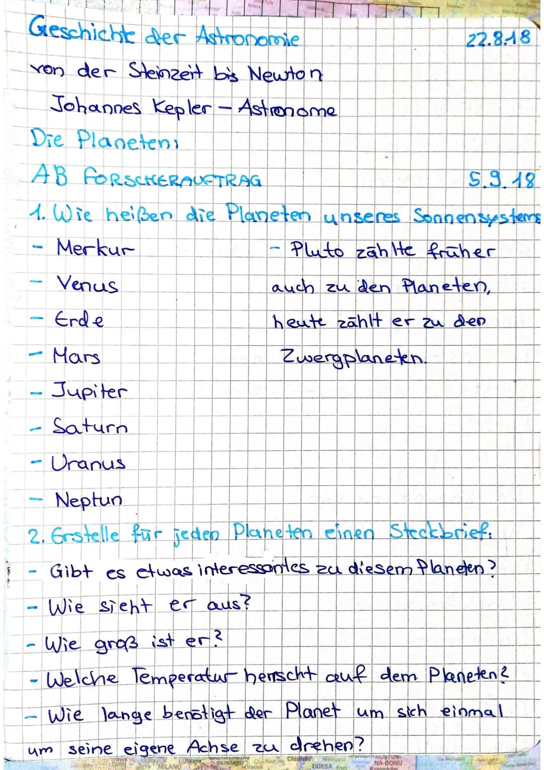 Geschichte der Astronomie
von der Steinzeit bis Newton
Johannes Kepler - Astronome
-
Pale
Die Planeten.
AB FORSCHERAUFTRAG
5.9.18
1. Wie hei