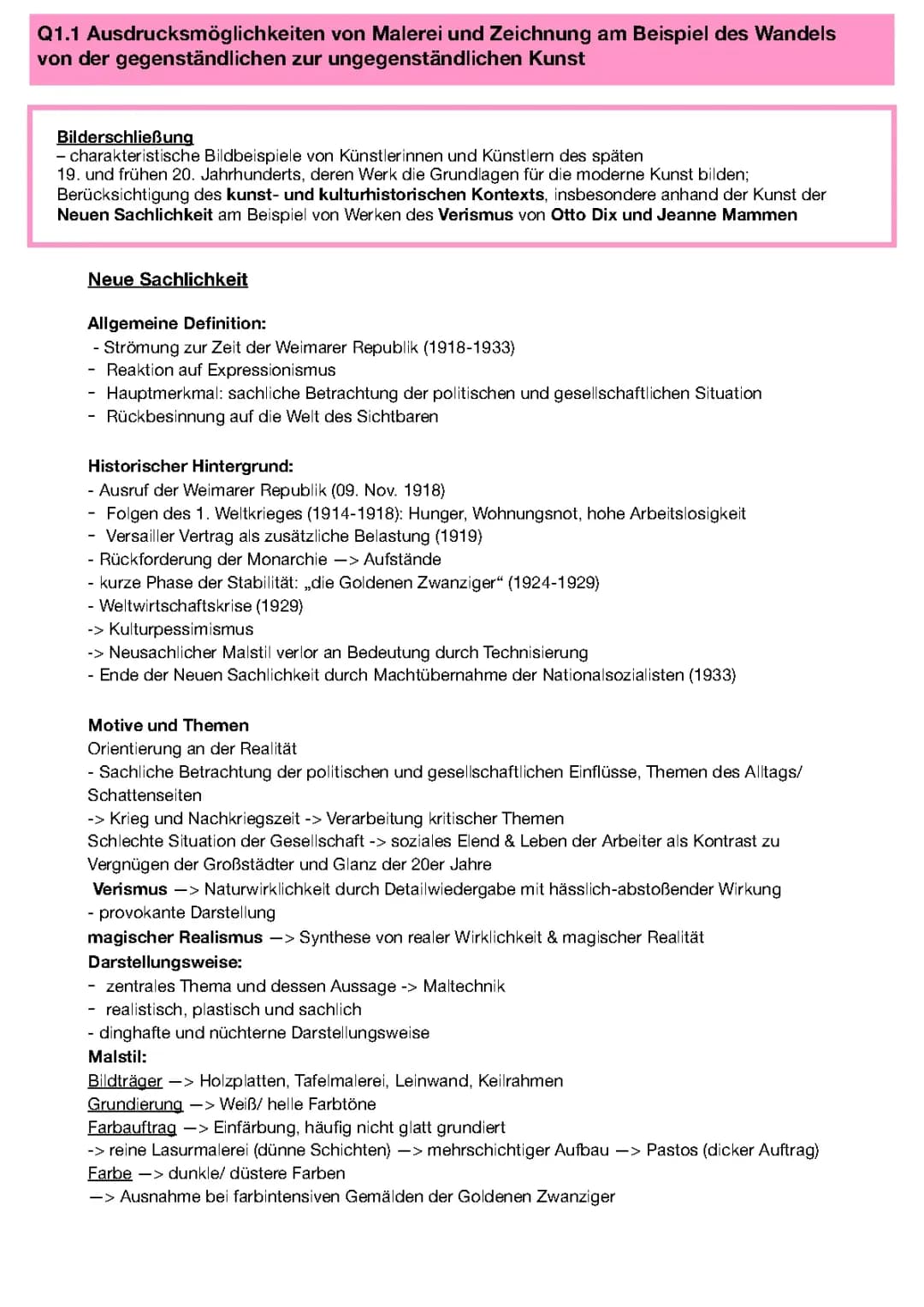 Das 20. Jahrhundert: Kunst, Malerei und Zeichnung der Neuen Sachlichkeit