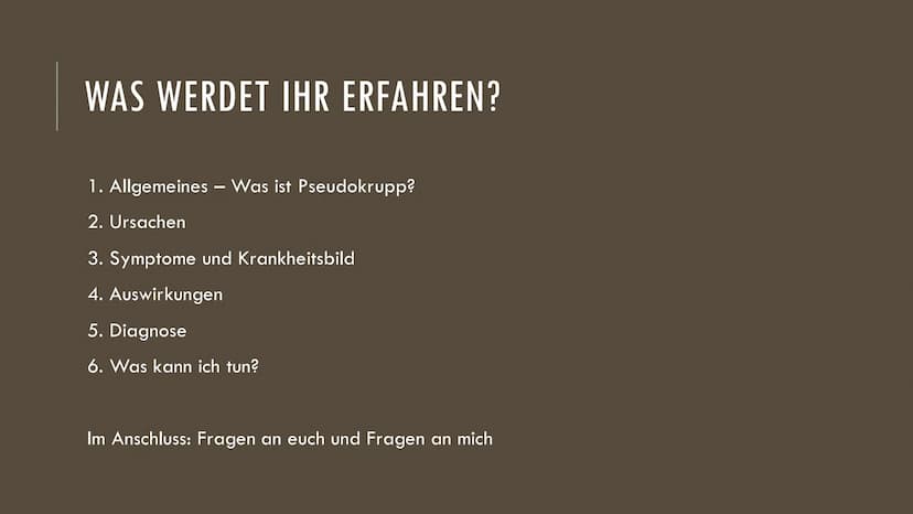 Pseudokrupp (Stenosierende Laryngitis)
Was ist Pseudokrupp?
Atemwegserkrankung, bei der die Schleimhaut im Bereich des Kehlkopfes und der
St