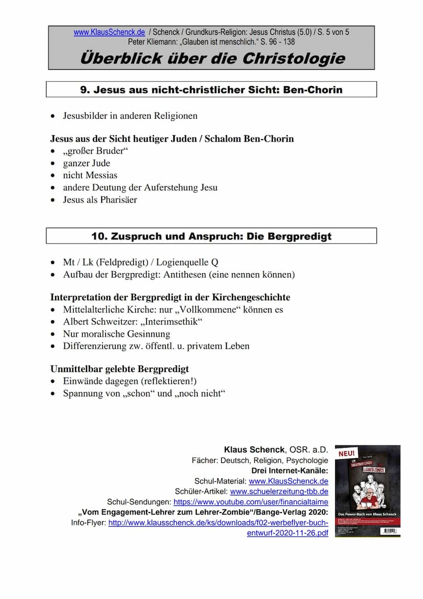 www.KlausSchenck.de / Schenck / Grundkurs-Religion: Jesus Christus (5.0) / S. 1 von 5
Peter Kliemann: „Glauben ist menschlich." S. 96 - 138

