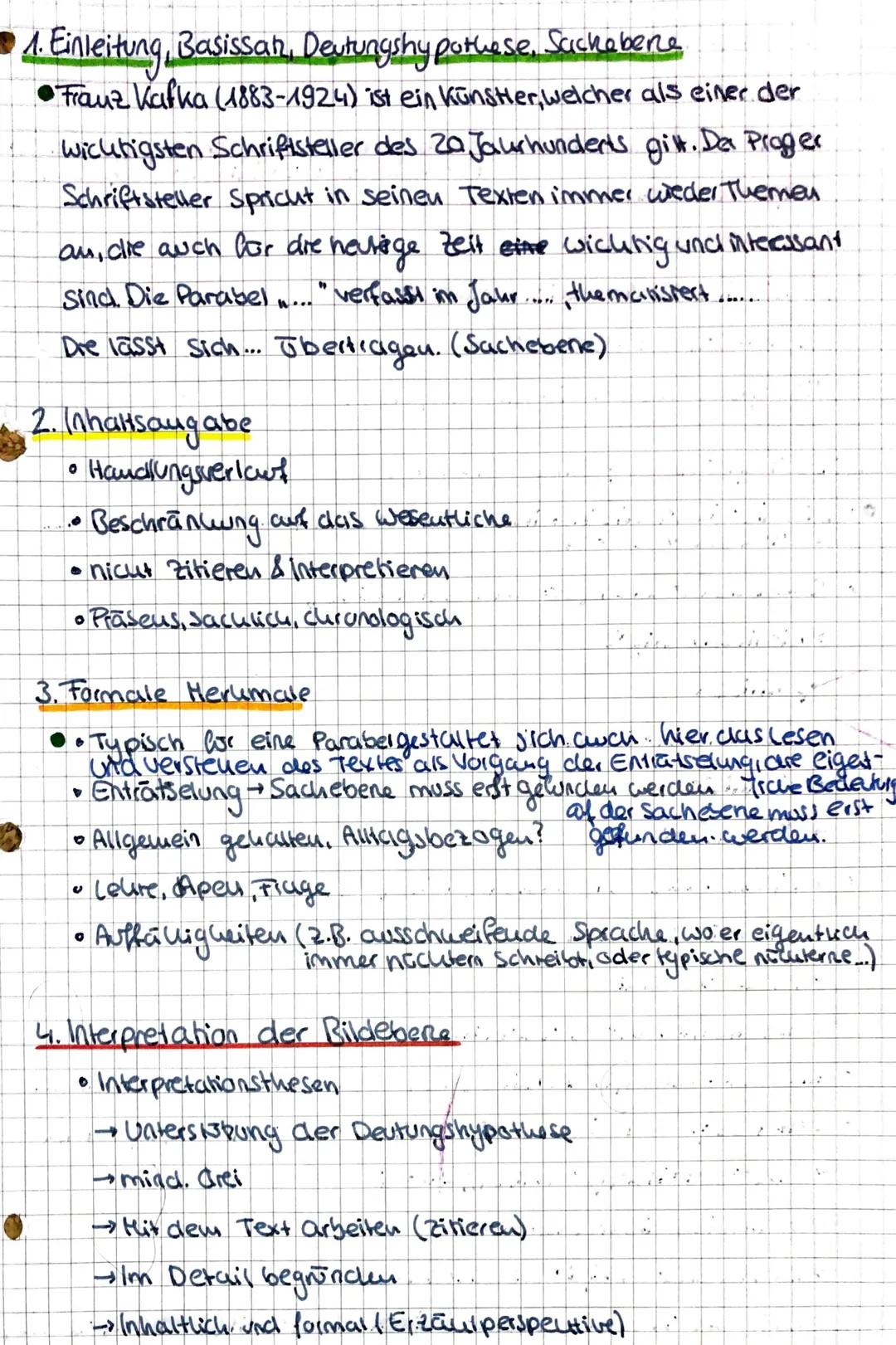 1. Einleitung, Basissatz, Deutungshypothese. Sachebene
● Franz Kafka (1883-1924) ist ein künstler, welcher als einer der
wichtigsten Schrift