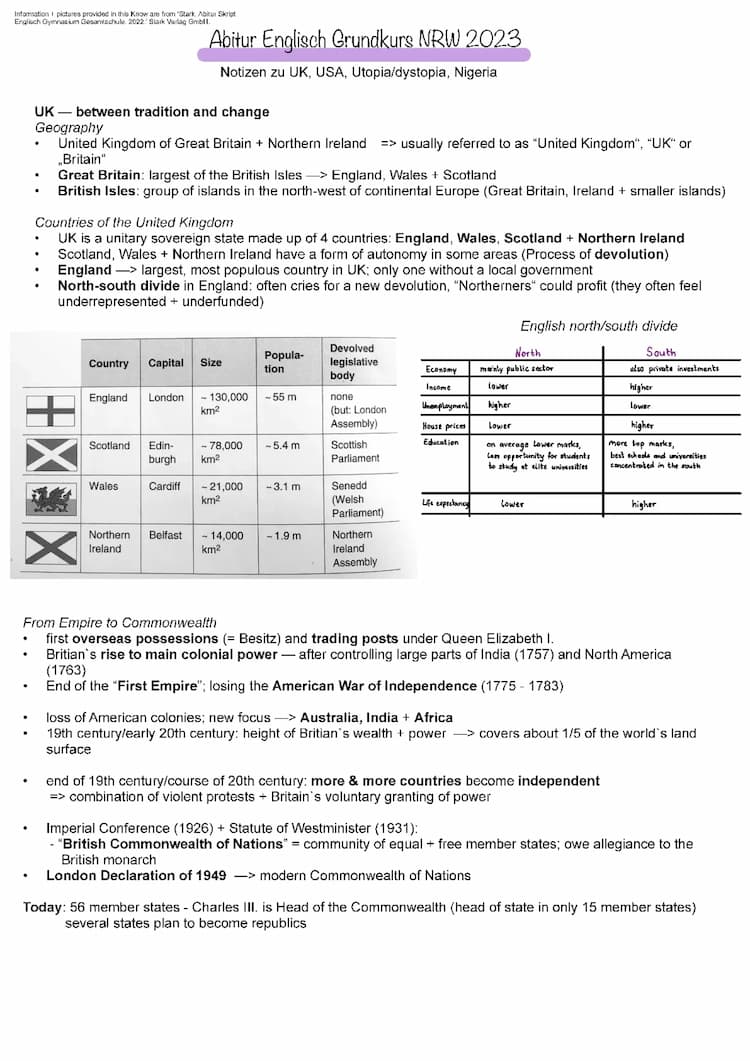 Know Englisch Abitur 2023: UK, USA, Nigeria + utopia & dystopia thumbnail