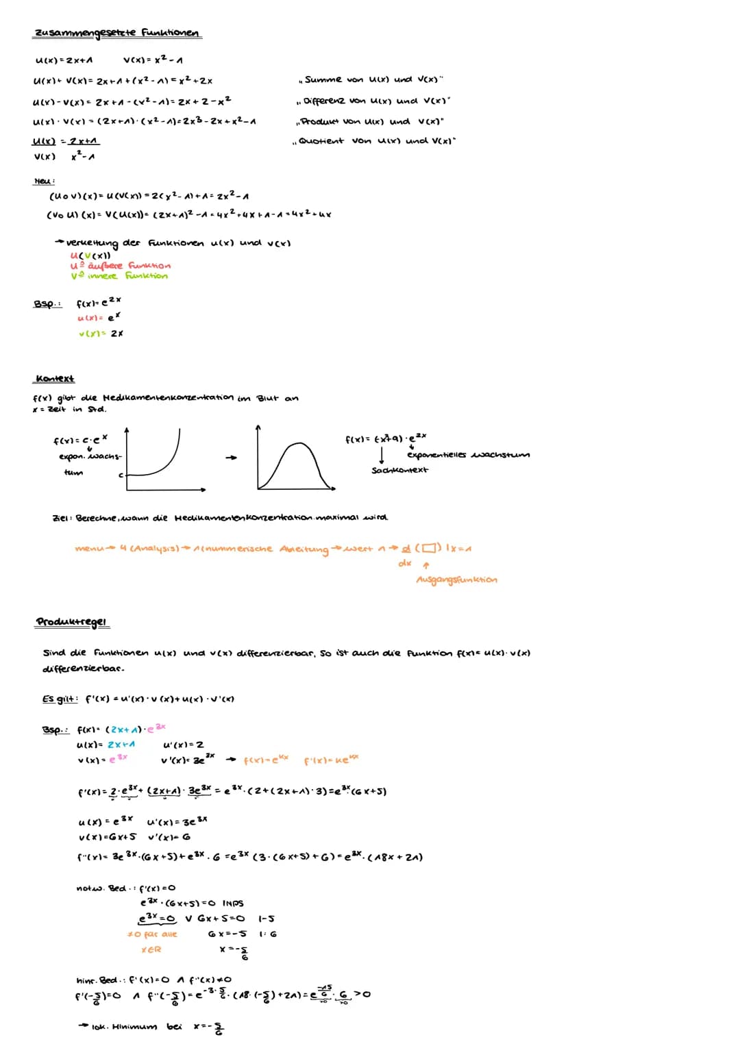 Zusammengesetzte Funktionen
U(x) = 2x+1
u(x)+ V(x) =
u(x)-v(x) = 2x+1-(x² - 1) = 2x+2-x²
u(x). V(x) = (2x+1)⋅ (x² - 1) = 2x3-2x + x²-1
U(x) 